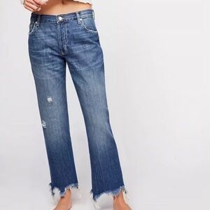 Free People We the Free Maggie Ripped Ankle 27L Straight Leg Jeans Size 30